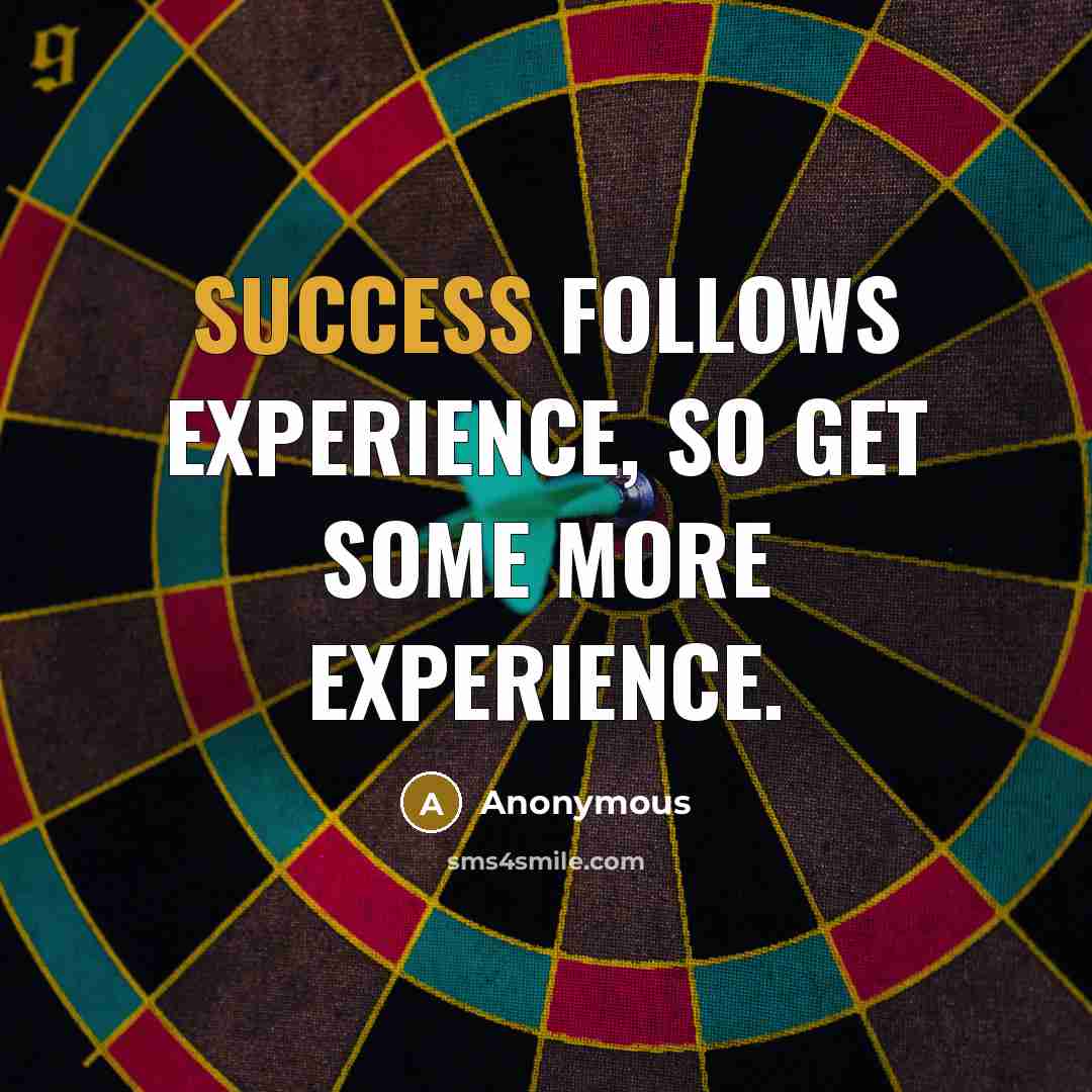 “Success follows experience, so get some more experience.” quote by Anonymous
