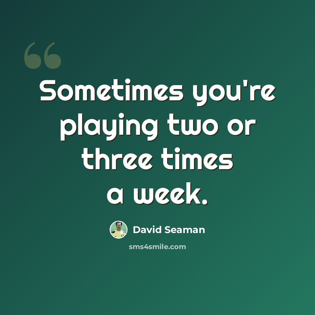 “Sometimes you're playing two or three times a week.” quote by David Seaman