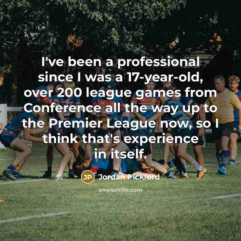“I've been a professional since I was a 17-year-old, over 200 league games from Conference all the way up to the Premier League now, so I think that's experience in itself.” quote by Jordan Pickford
