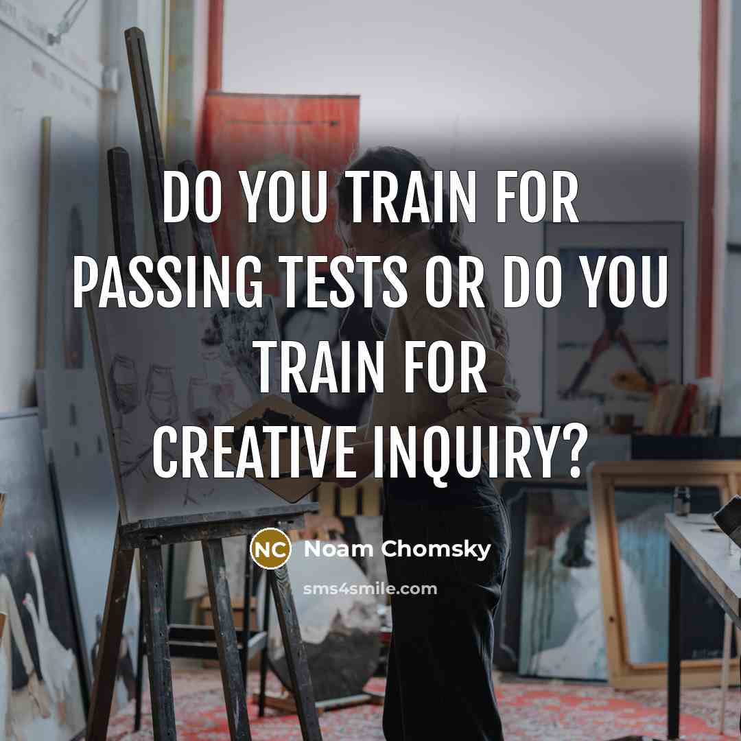 “Do you train for passing tests or do you train for creative inquiry?” quote by Noam Chomsky