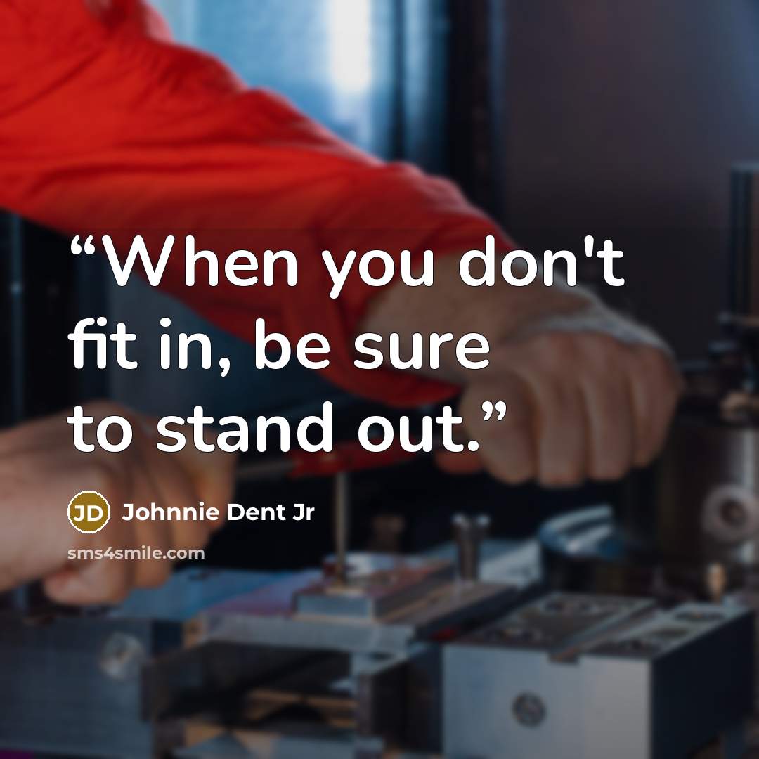 “When you don't fit in, be sure to stand out.” quote by Johnnie Dent Jr