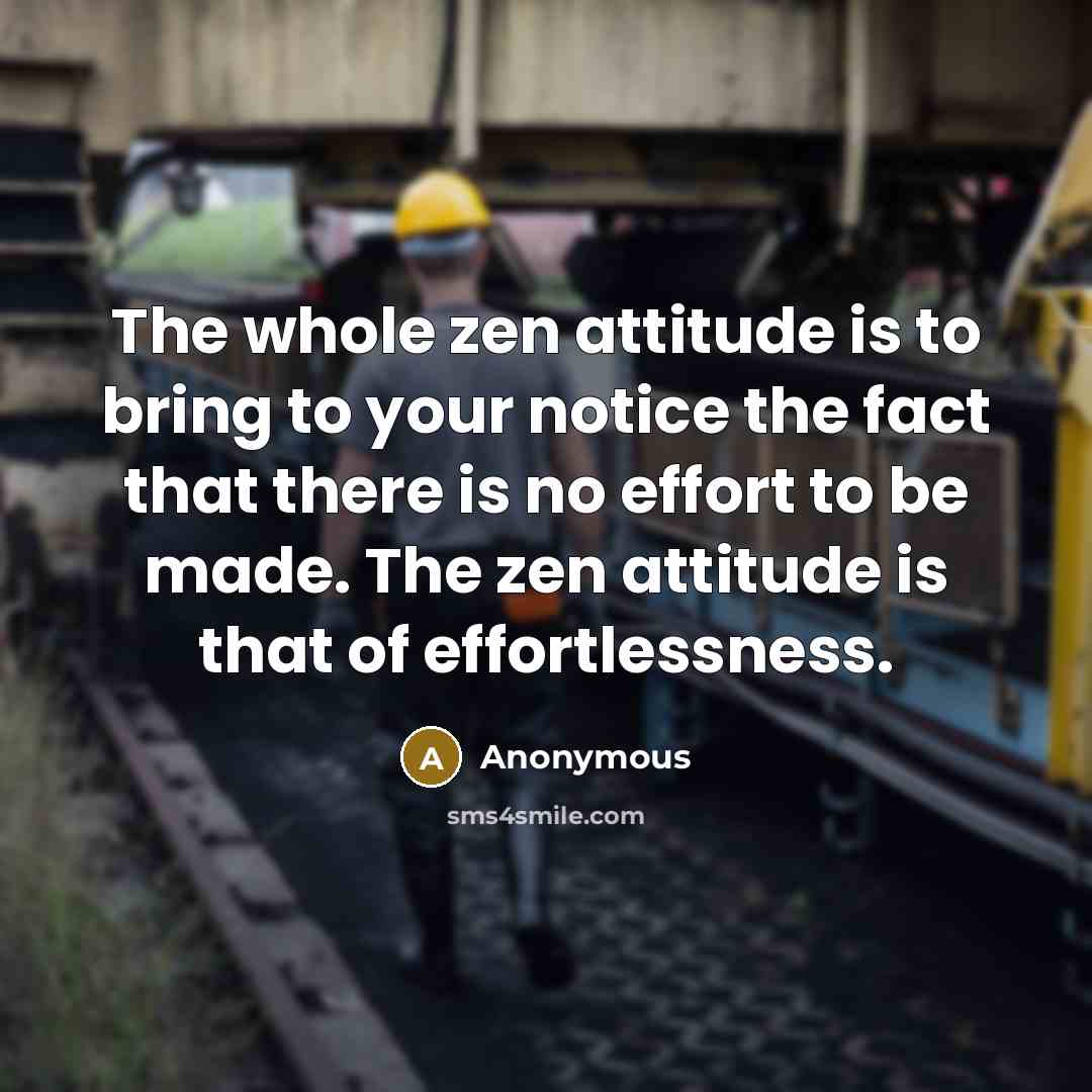 “The whole zen attitude is to bring to your notice the fact that there is no effort to be made. The zen attitude is that of effortlessness.” quote by Anonymous