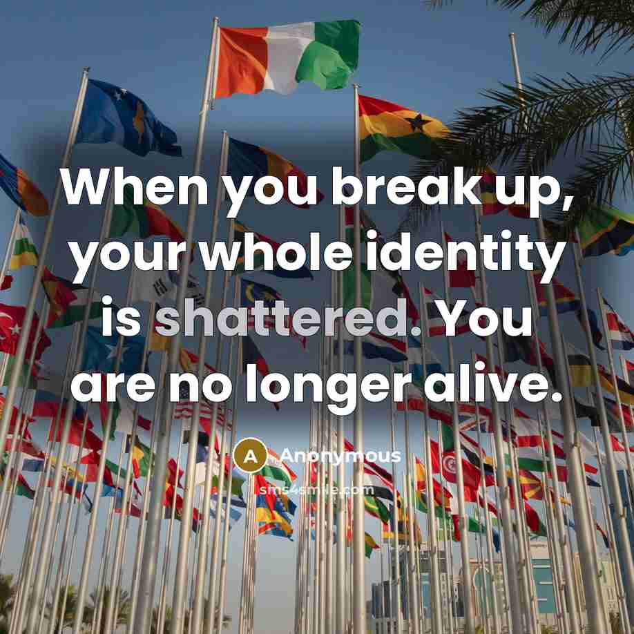 “When you break up, your whole identity is shattered. You are no longer alive.” quote by Anonymous