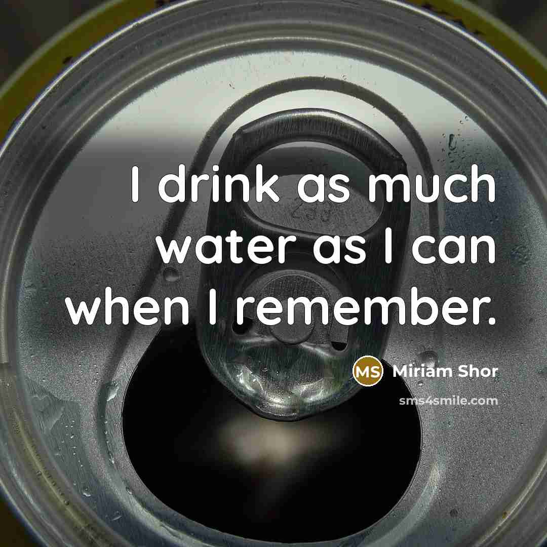 “I drink as much water as I can when I remember.” quote by Miriam Shor