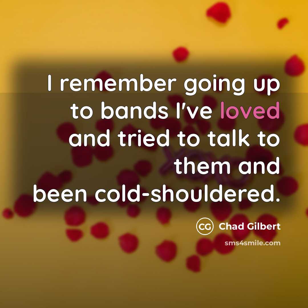 “I remember going up to bands I've loved and tried to talk to them and been cold-shouldered.” quote by Chad Gilbert