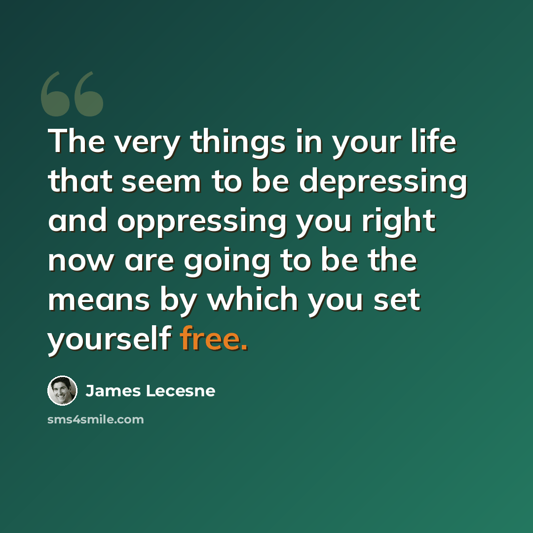 “The very things in your life that seem to be depressing and oppressing you right now are going to be the means by which you set yourself free.” quote by James Lecesne