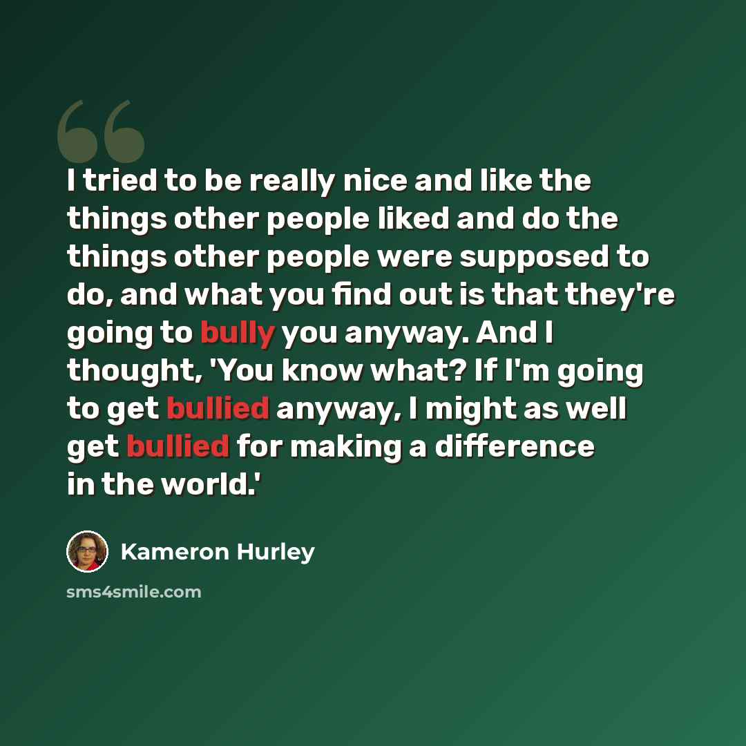 “I tried to be really nice and like the things other people liked and do the things other people were supposed to do, and what you find out is that they're going to bully you anyway. And I thought, 'You know what? If I'm going to get bullied anyway, I might as well get bullied for making a…” quote by Kameron Hurley
