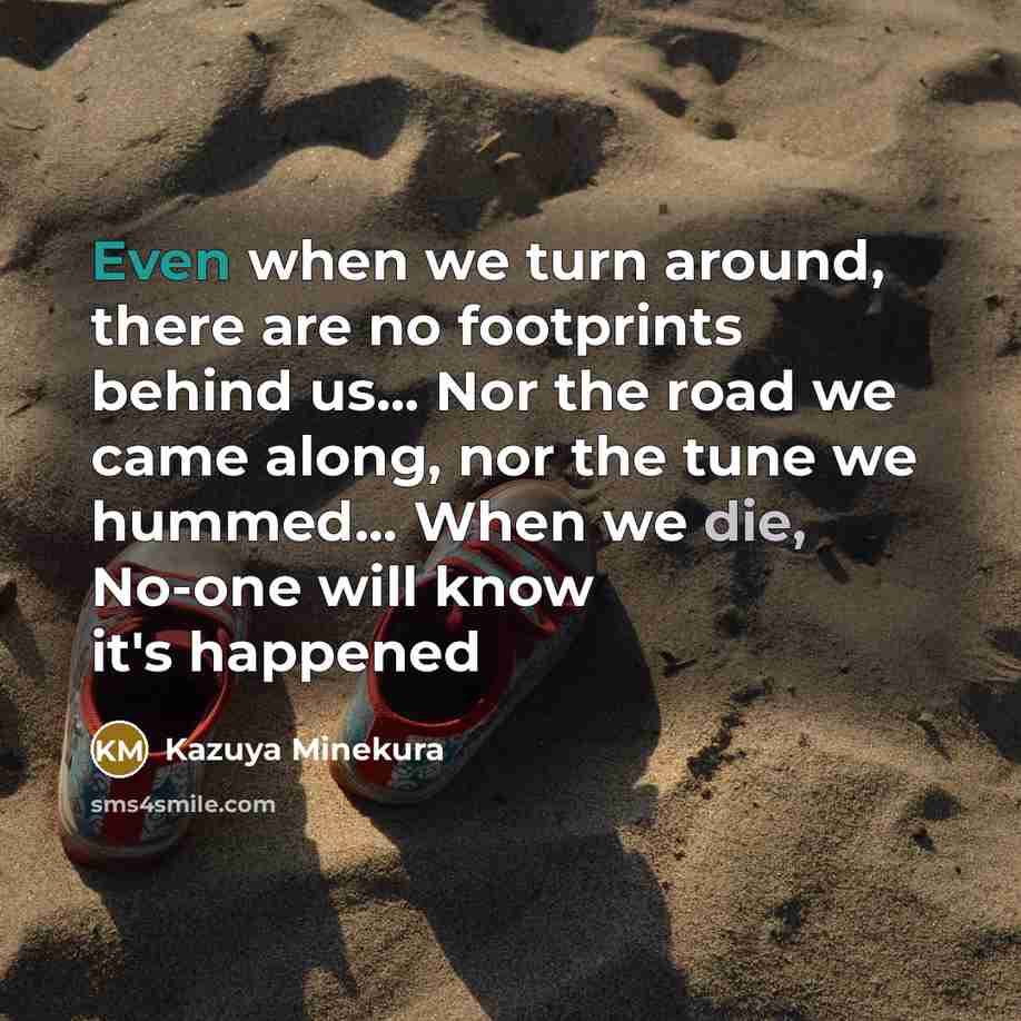 “Even when we turn around, there are no footprints behind us... Nor the road we came along, nor the tune we hummed... When we die, No-one will know it's happened” quote by Kazuya Minekura