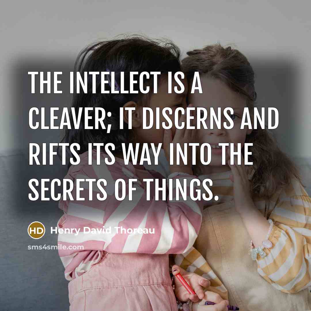 “The intellect is a cleaver; it discerns and rifts its way into the secrets of things.” quote by Henry David Thoreau