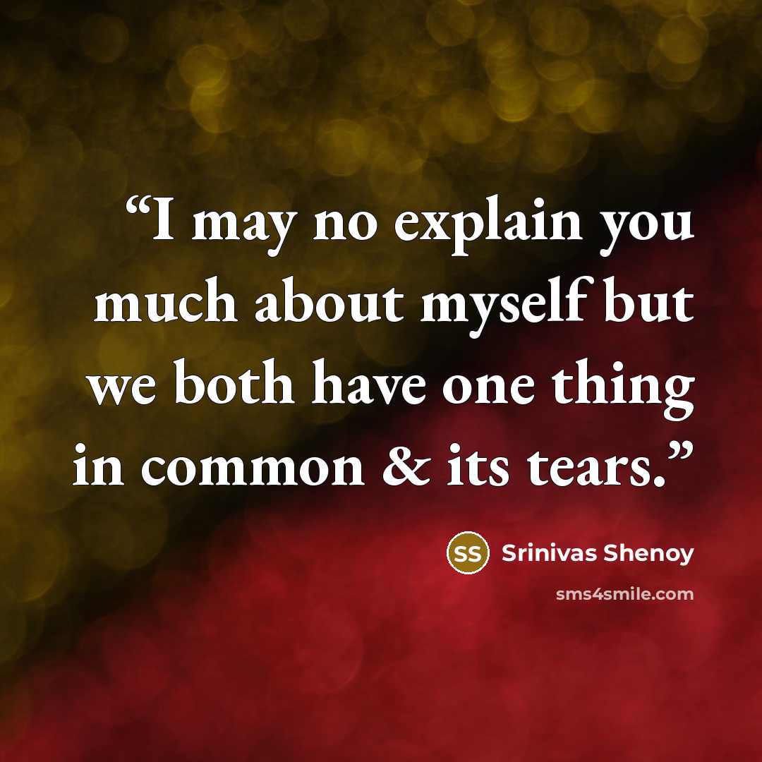 “I may no explain you much about myself but we both have one thing in common & its tears.” quote by Srinivas Shenoy