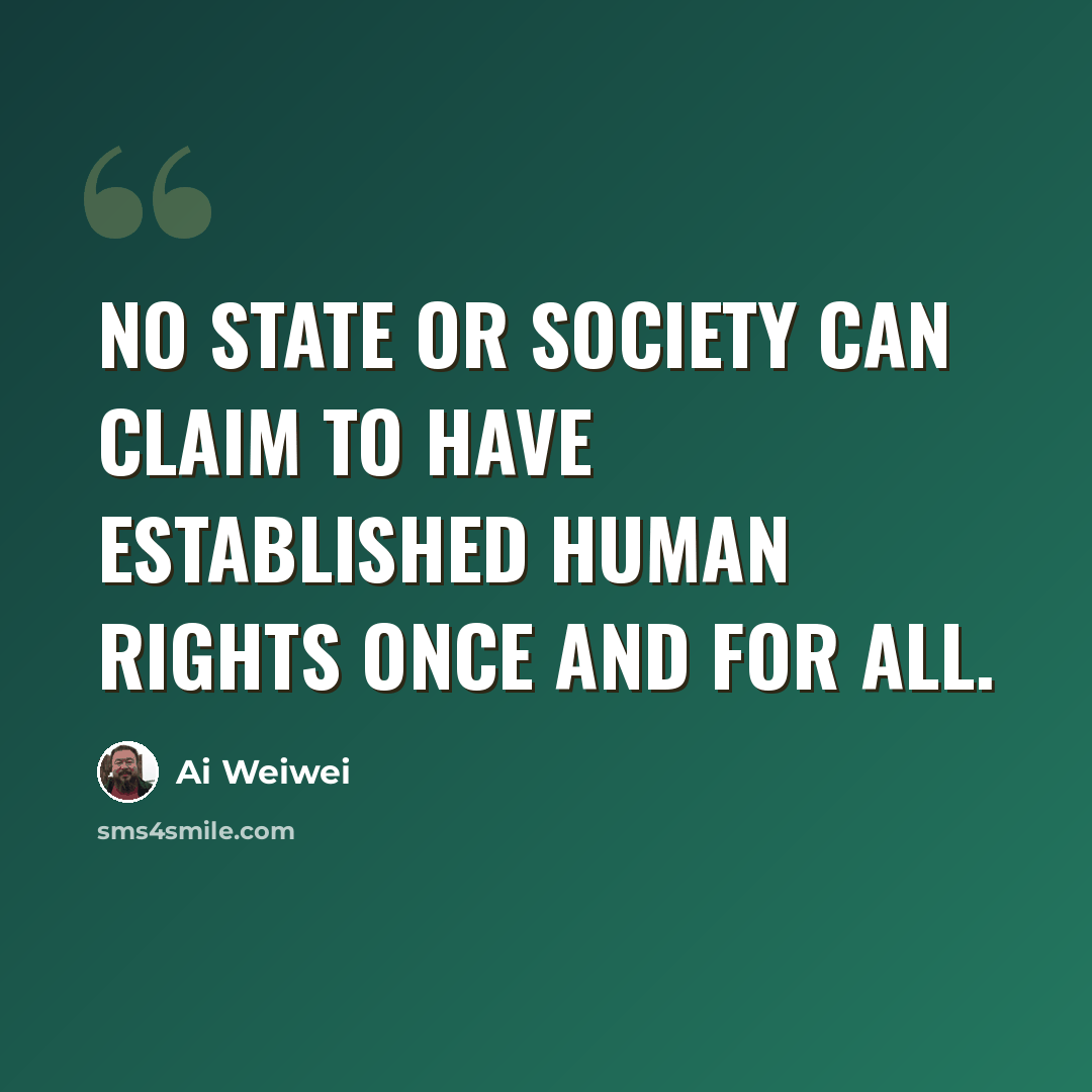 “No state or society can claim to have established human rights once and for all.” quote by Ai Weiwei