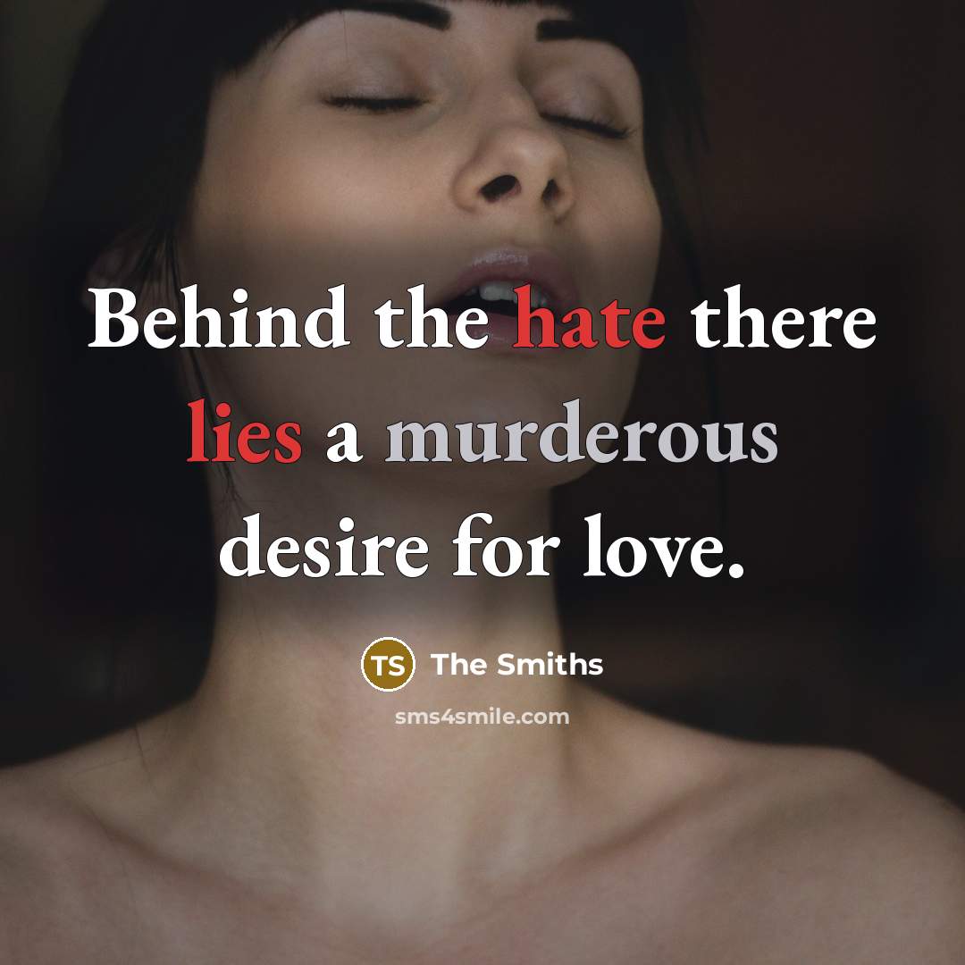 “Behind the hate there lies a murderous desire for love.” quote by The Smiths