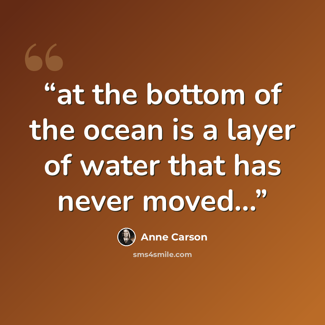 “at the bottom of the ocean is a layer of water that has never moved…” quote by Anne Carson