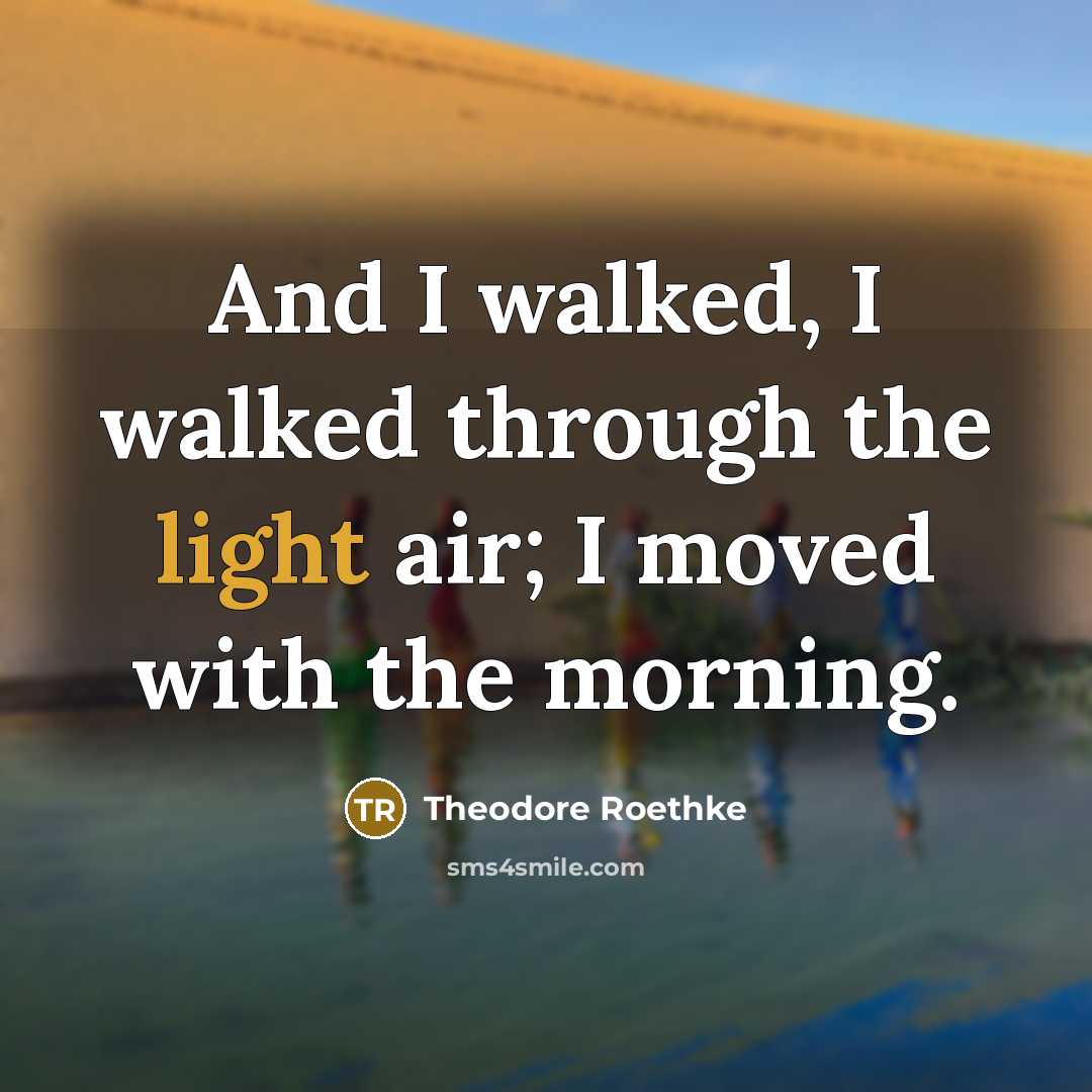 “And I walked, I walked through the light air; I moved with the morning.” quote by Theodore Roethke