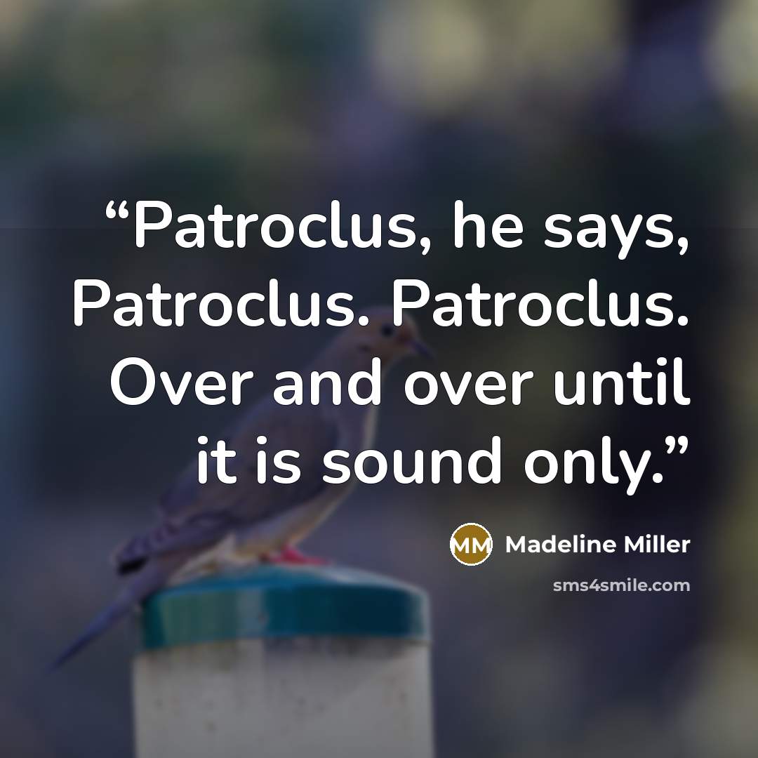 “Patroclus, he says, Patroclus. Patroclus. Over and over until it is sound only.” quote by Madeline Miller
