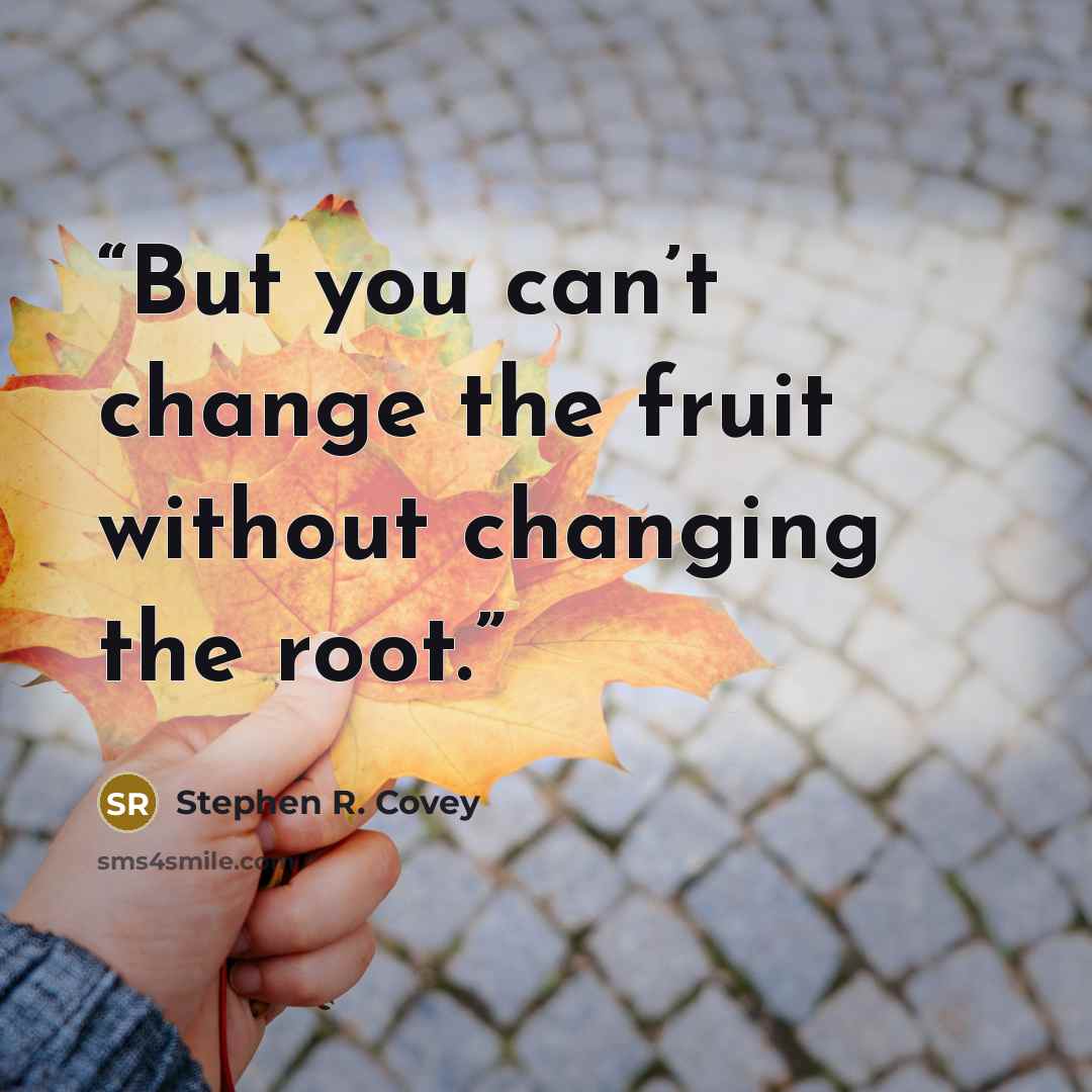 “But you can’t change the fruit without changing the root.” quote by Stephen R. Covey