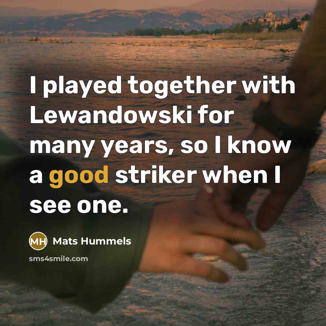 “I played together with Lewandowski for many years, so I know a good striker when I see one.” quote by Mats Hummels