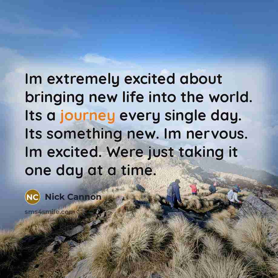 “Im extremely excited about bringing new life into the world. Its a journey every single day. Its something new. Im nervous. Im excited. Were just taking it one day at a time.” quote by Nick Cannon