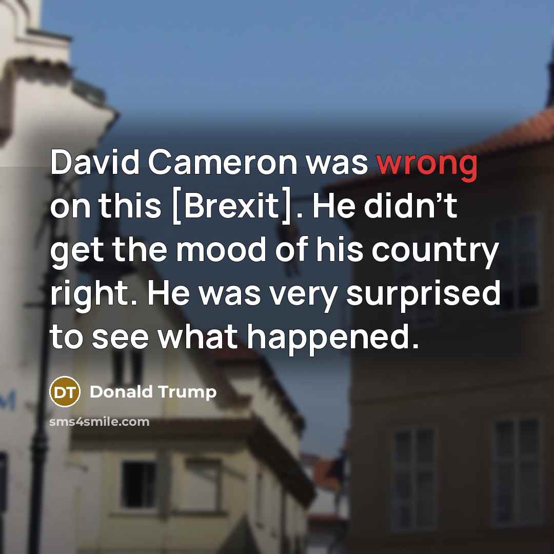 “David Cameron was wrong on this [Brexit]. He didn't get the mood of his country right. He was very surprised to see what happened.” quote by Donald Trump