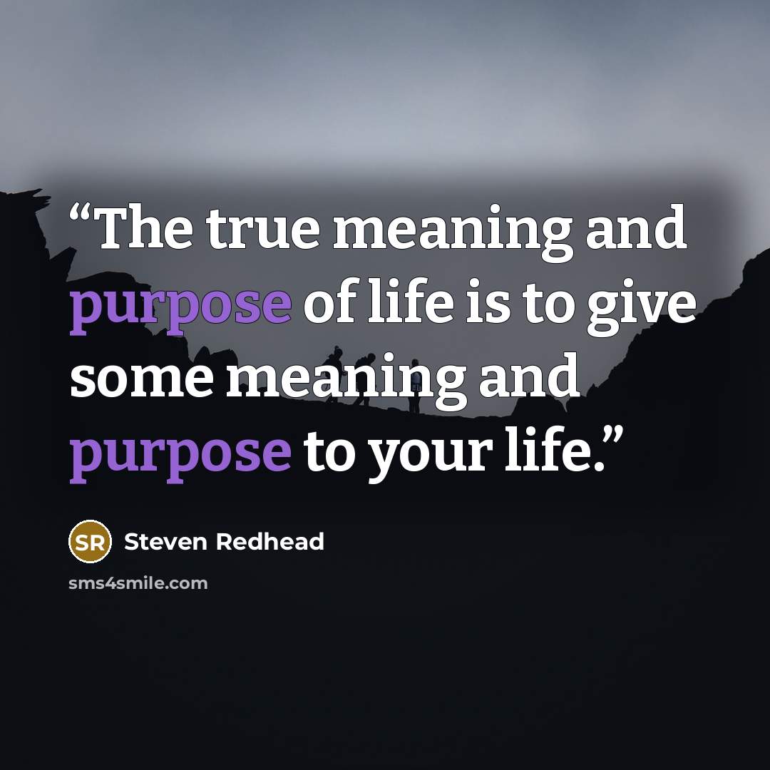 “The true meaning and purpose of life is to give some meaning and purpose to your life.” quote by Steven Redhead