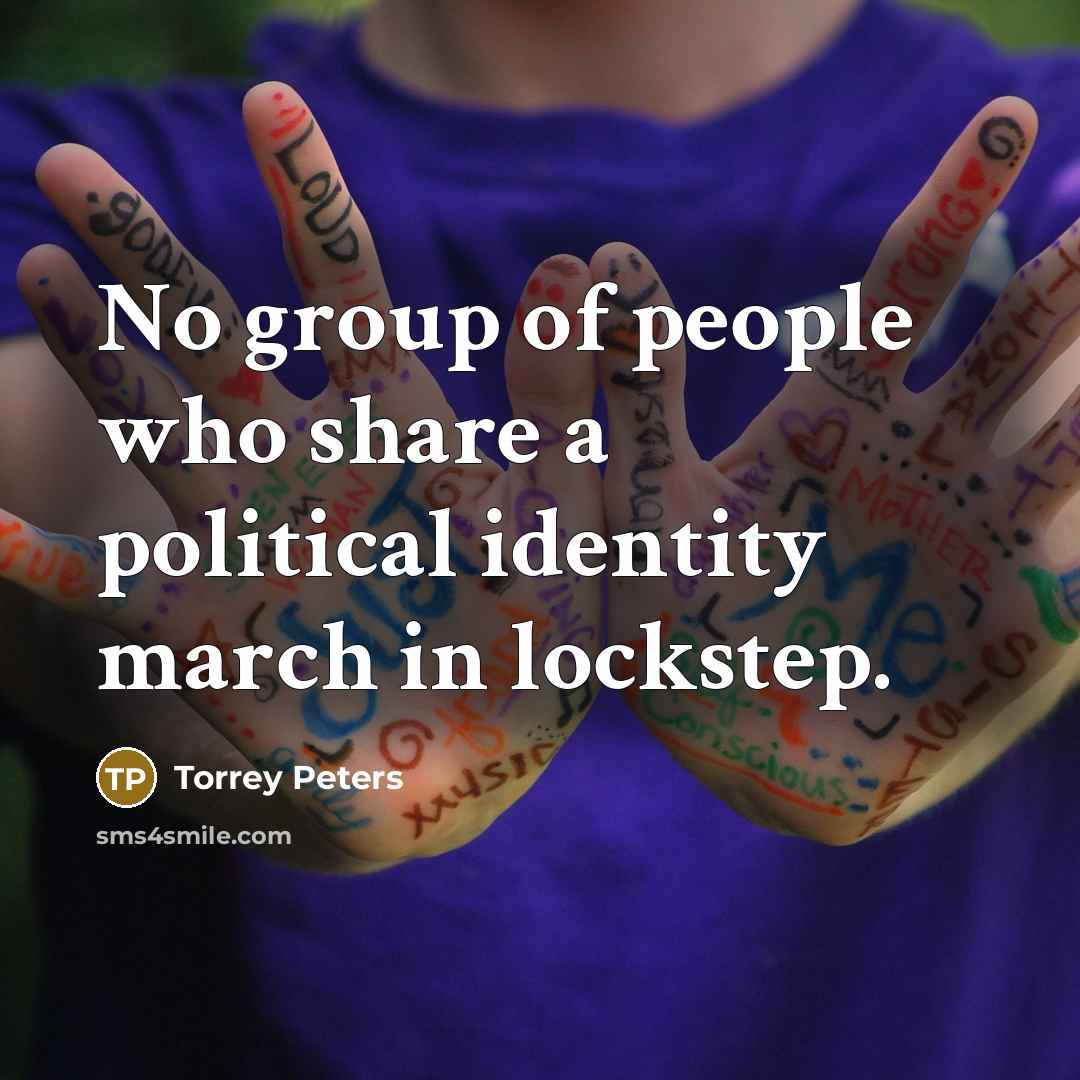 “No group of people who share a political identity march in lockstep.” quote by Torrey Peters