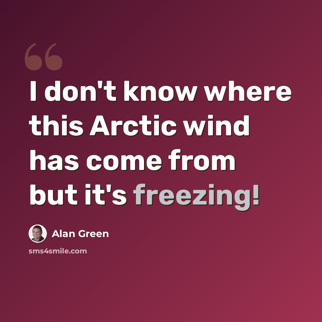 “I don't know where this Arctic wind has come from but it's freezing!” quote by Alan Green