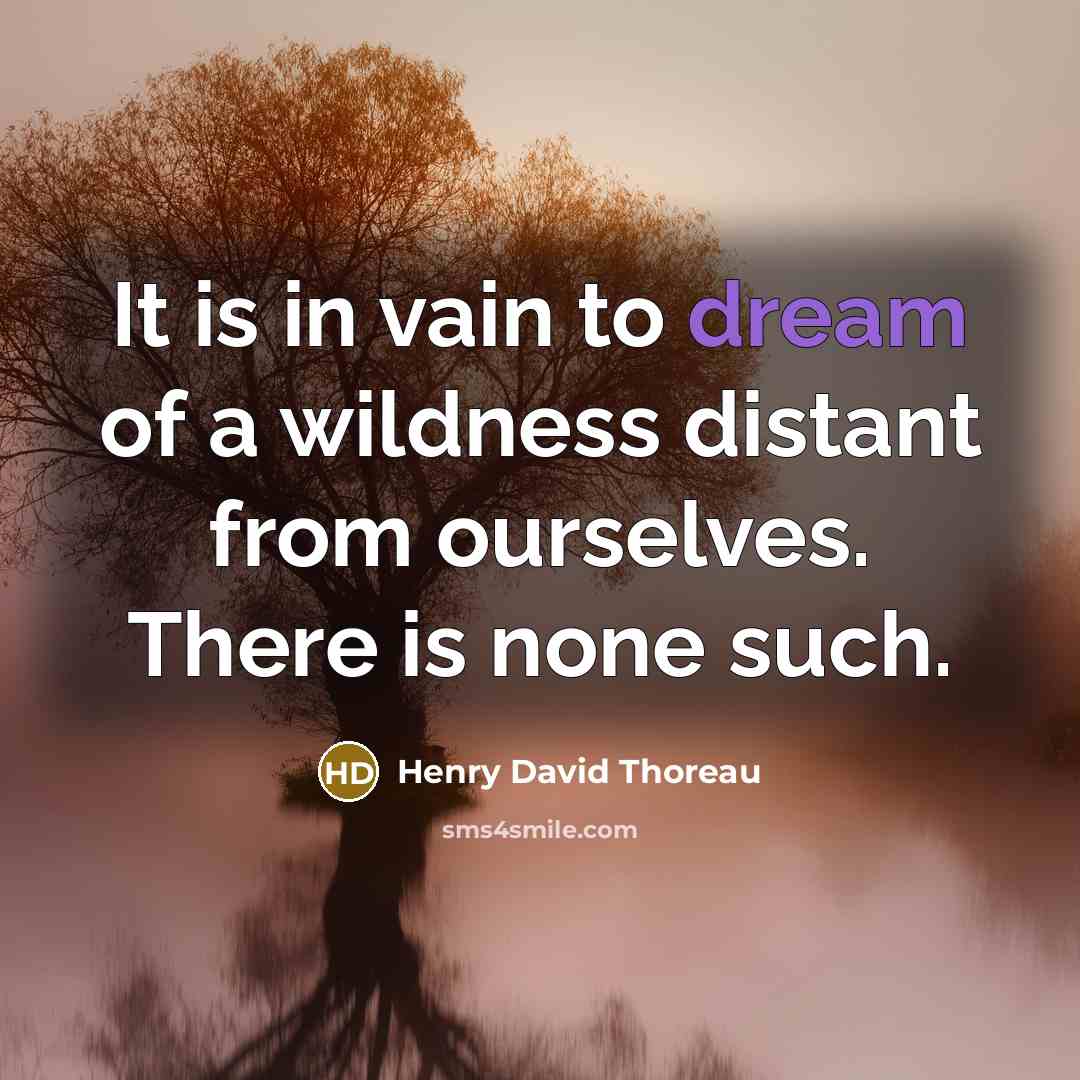 “It is in vain to dream of a wildness distant from ourselves. There is none such.” quote by Henry David Thoreau