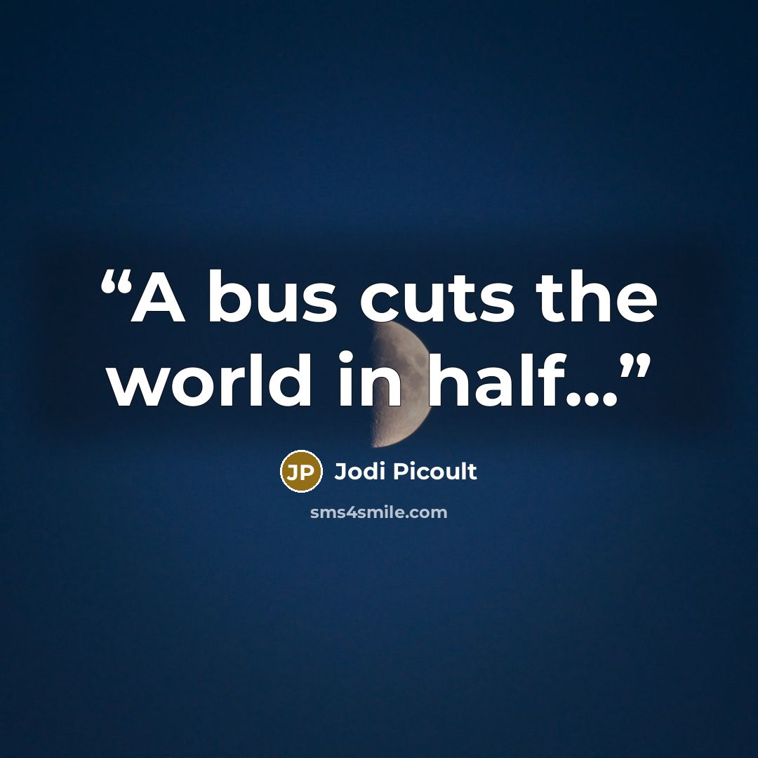“A bus cuts the world in half...” quote by Jodi Picoult