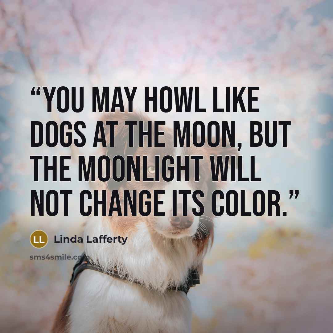 “You may howl like dogs at the moon, but the moonlight will not change its color.” quote by Linda Lafferty