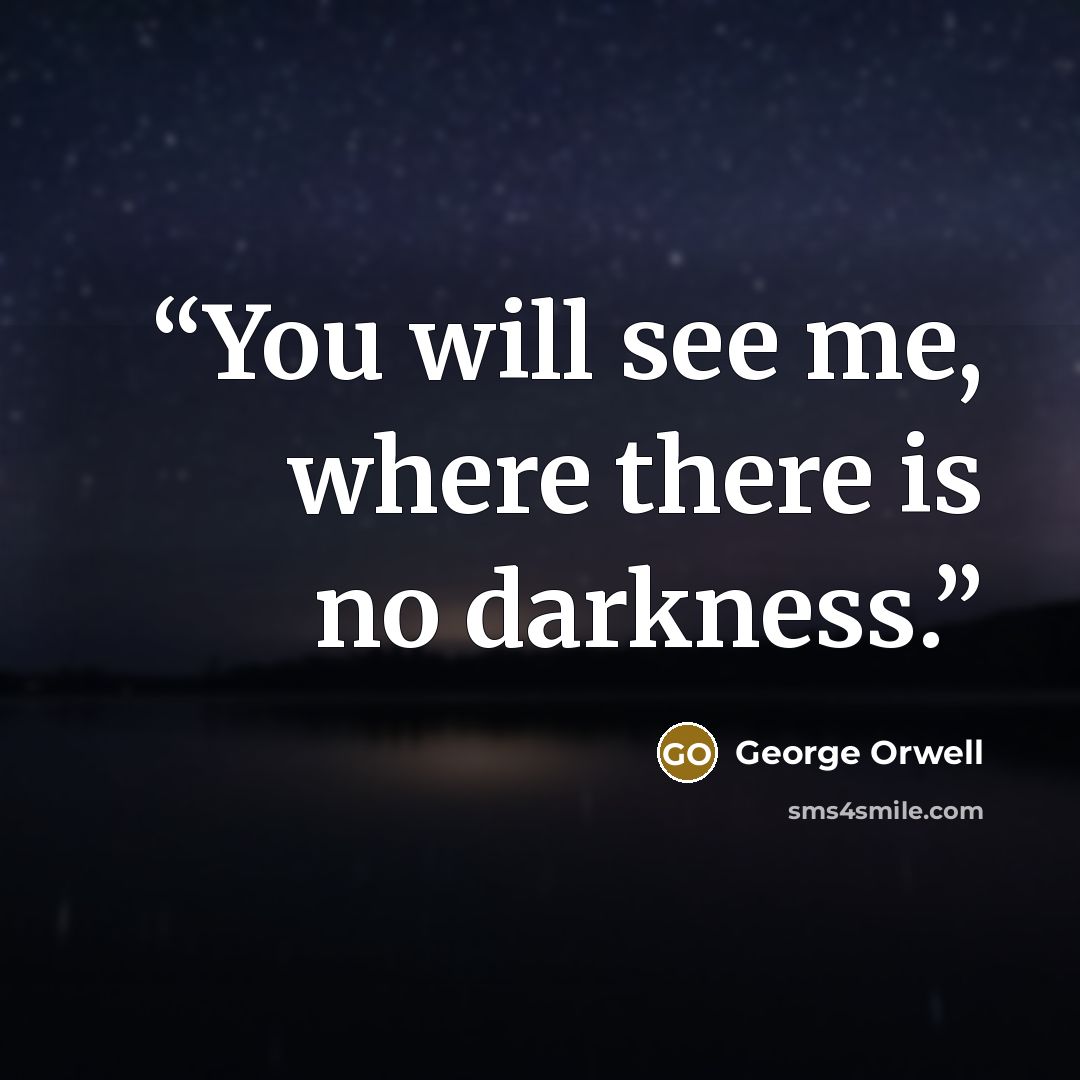 “You will see me, where there is no darkness.” quote by George Orwell