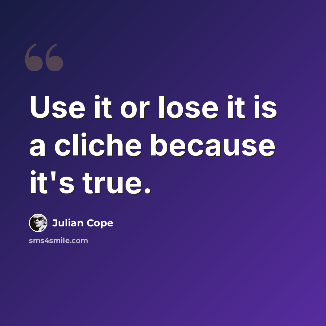 “Use it or lose it is a cliche because it's true.” quote by Julian Cope