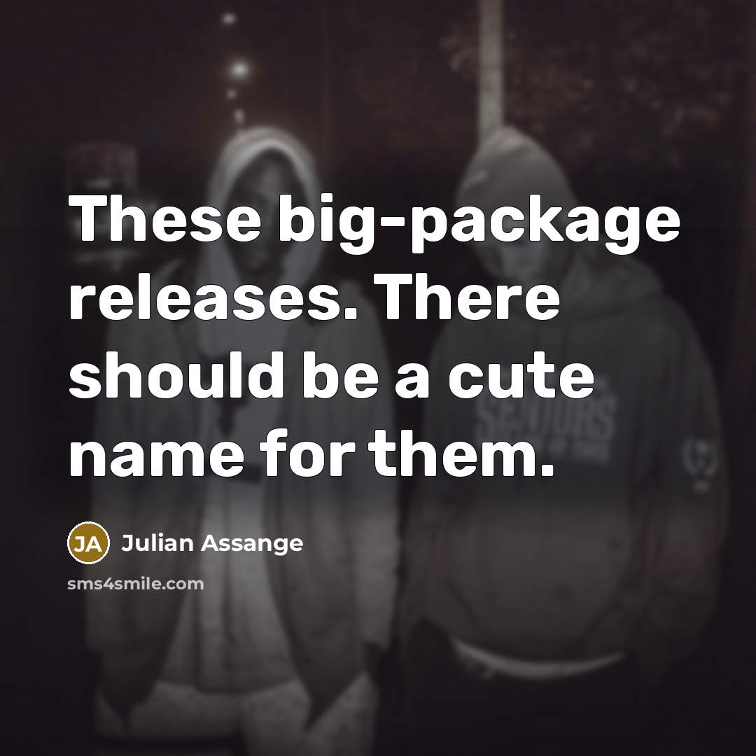 “These big-package releases. There should be a cute name for them.” quote by Julian Assange