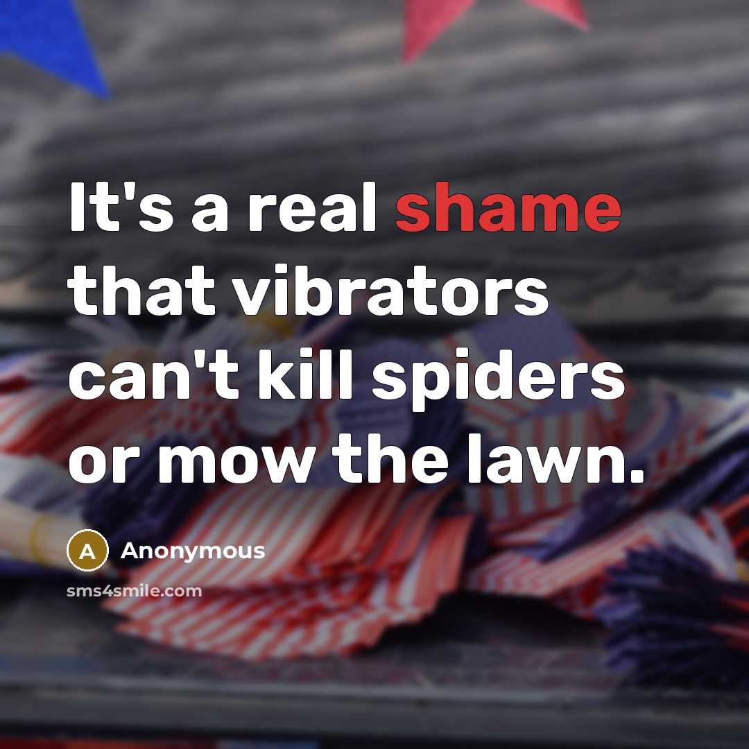 “It's a real shame that vibrators can't kill spiders or mow the lawn.” quote by Anonymous