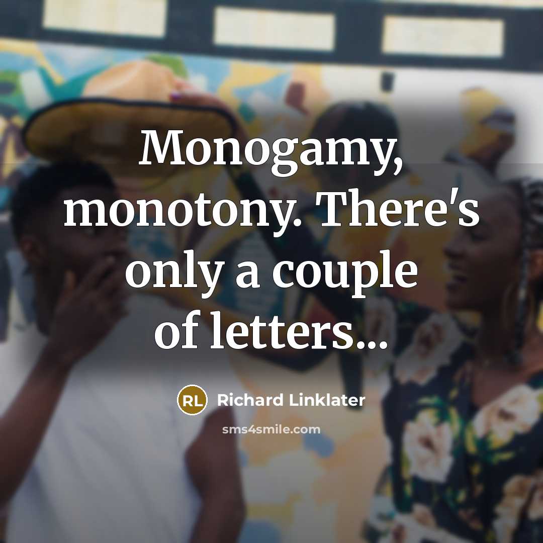 “Monogamy, monotony. There's only a couple of letters...” quote by Richard Linklater