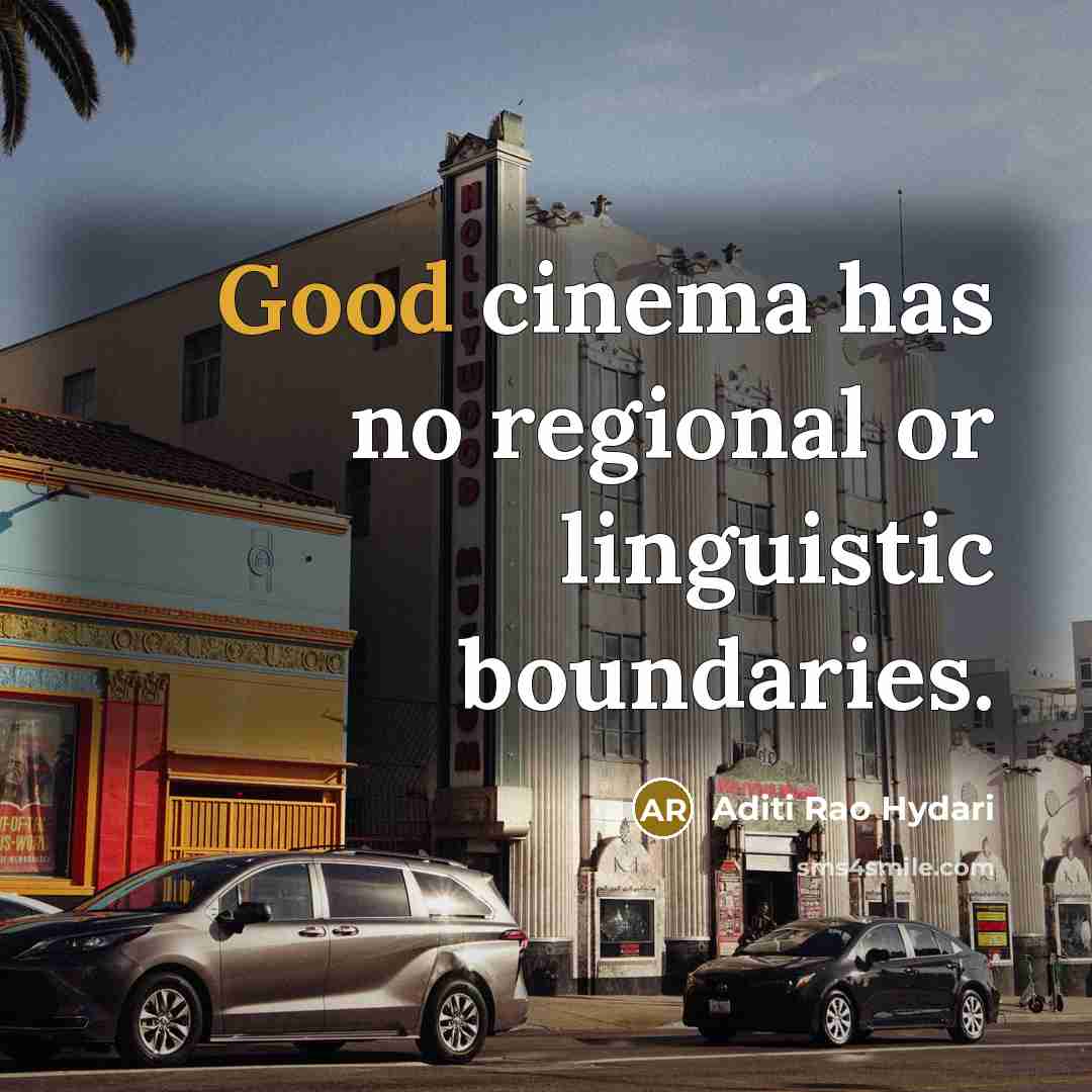 “Good cinema has no regional or linguistic boundaries.” quote by Aditi Rao Hydari