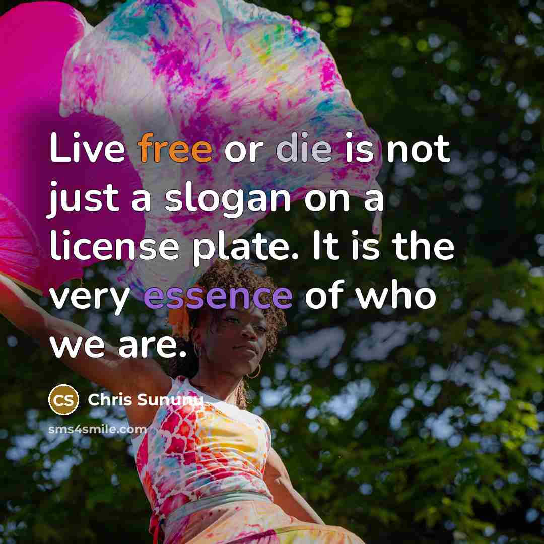 “Live free or die is not just a slogan on a license plate. It is the very essence of who we are.” quote by Chris Sununu