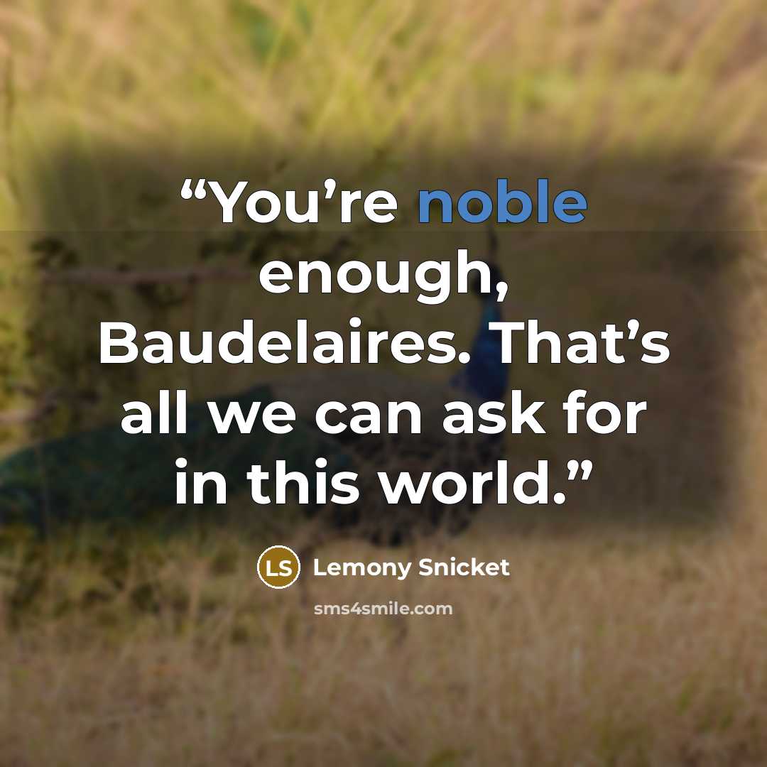 “You’re noble enough, Baudelaires. That’s all we can ask for in this world.” quote by Lemony Snicket