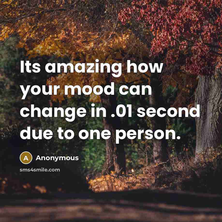 “Its amazing how your mood can change in .01 second due to one person.” quote by Anonymous