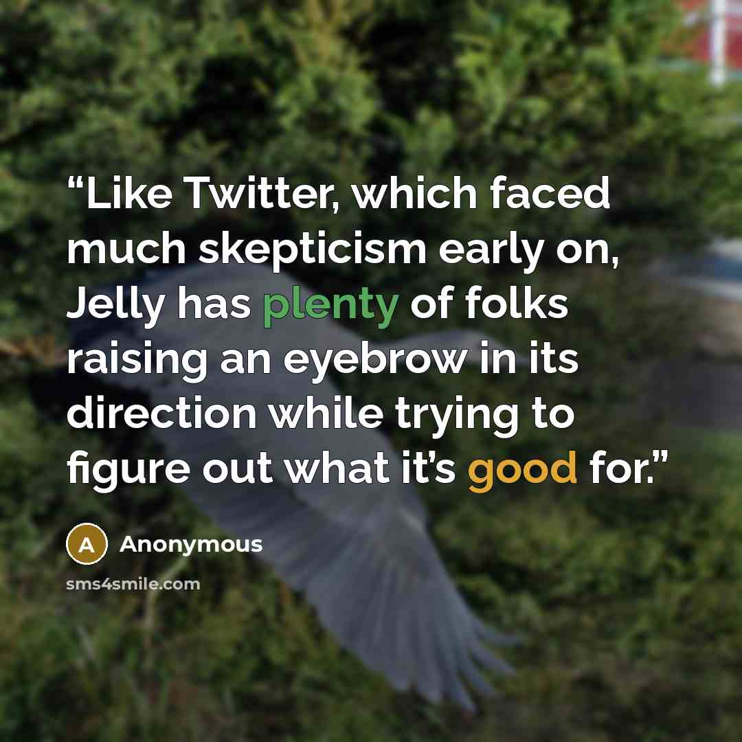 “Like Twitter, which faced much skepticism early on, Jelly has plenty of folks raising an eyebrow in its direction while trying to figure out what it’s good for.” quote by Anonymous