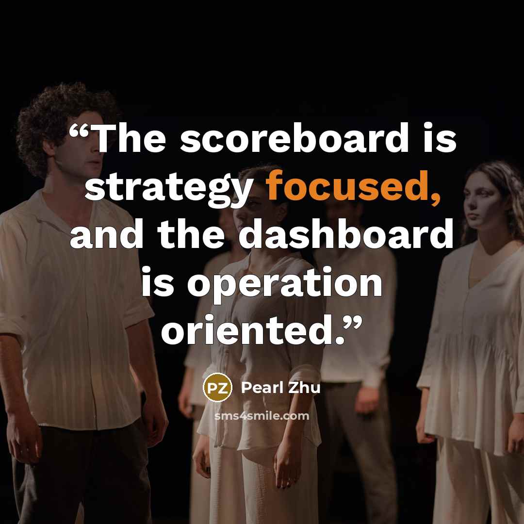 “The scoreboard is strategy focused, and the dashboard is operation oriented.” quote by Pearl Zhu