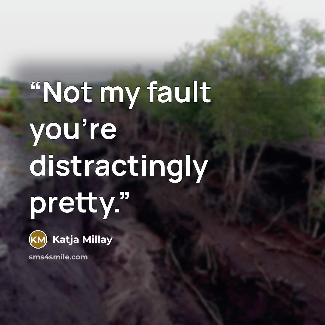 “Not my fault you're distractingly pretty.” quote by Katja Millay