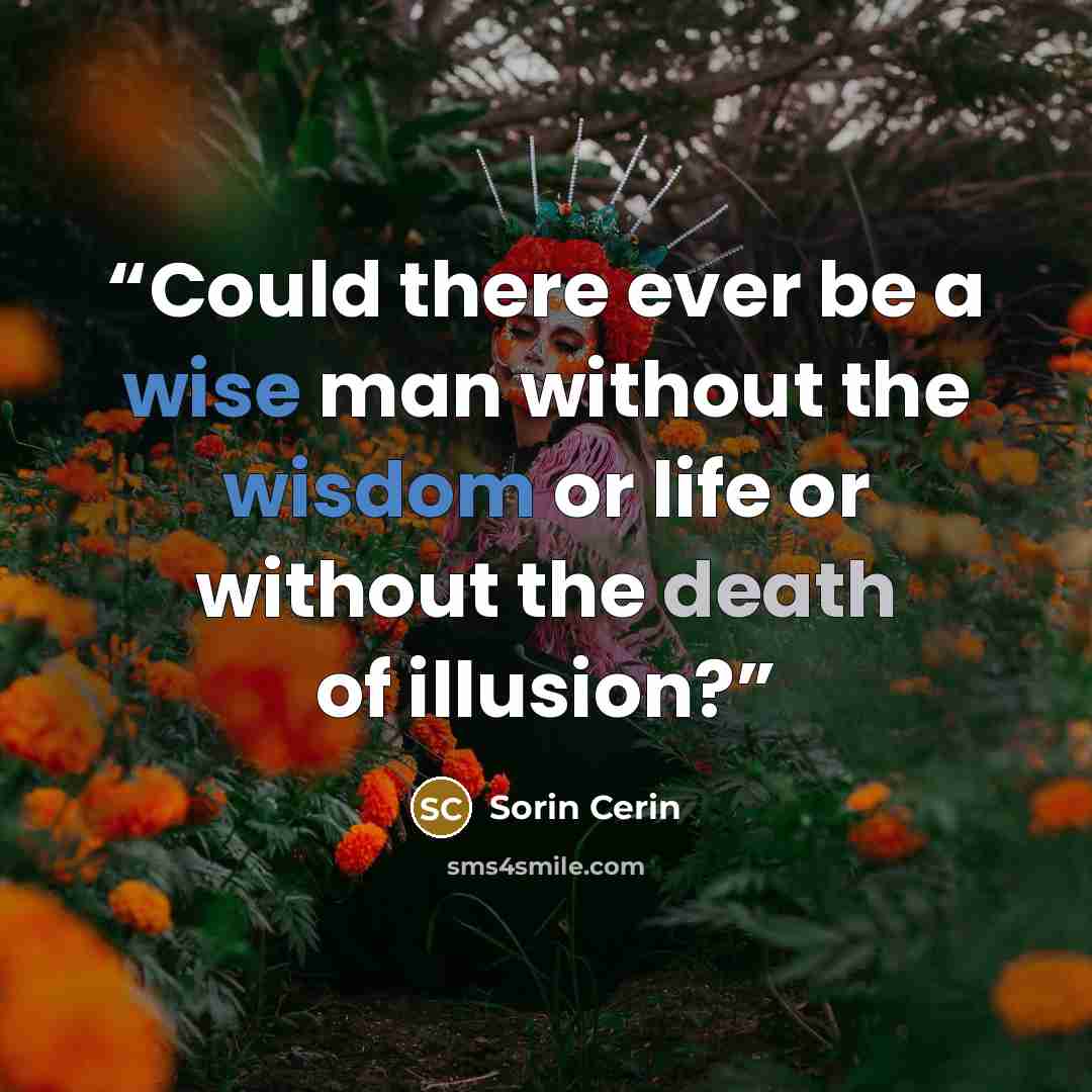 “Could there ever be a wise man without the wisdom or life or without the death of illusion?” quote by Sorin Cerin