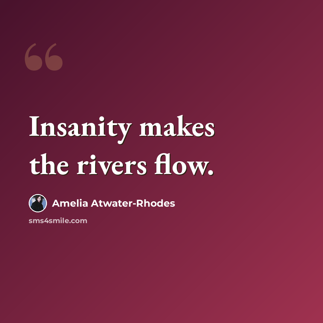 “Insanity makes the rivers flow.” quote by Amelia Atwater-Rhodes
