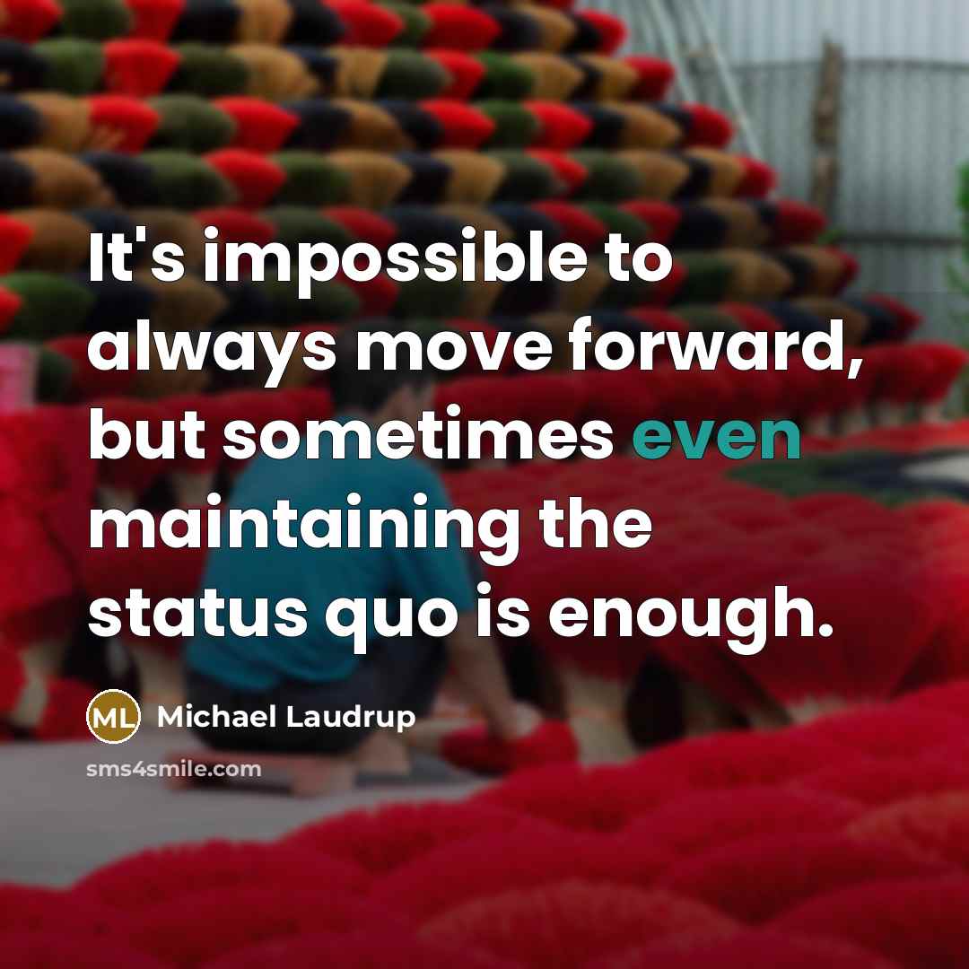 “It's impossible to always move forward, but sometimes even maintaining the status quo is enough.” quote by Michael Laudrup