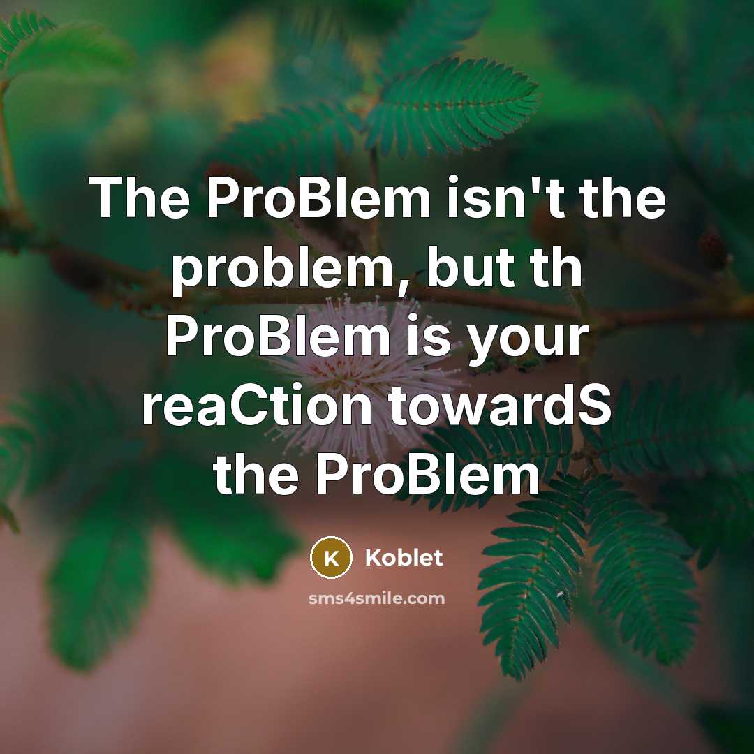 “The ProBlem isn't the problem, but th ProBlem is your reaCtion towardS the ProBlem” quote by Koblet