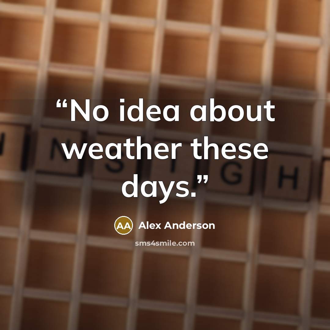 “No idea about weather these days.” quote by Alex Anderson