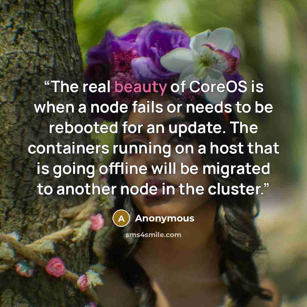 “The real beauty of CoreOS is when a node fails or needs to be rebooted for an update. The containers running on a host that is going offline will be migrated to another node in the cluster.” quote by Anonymous