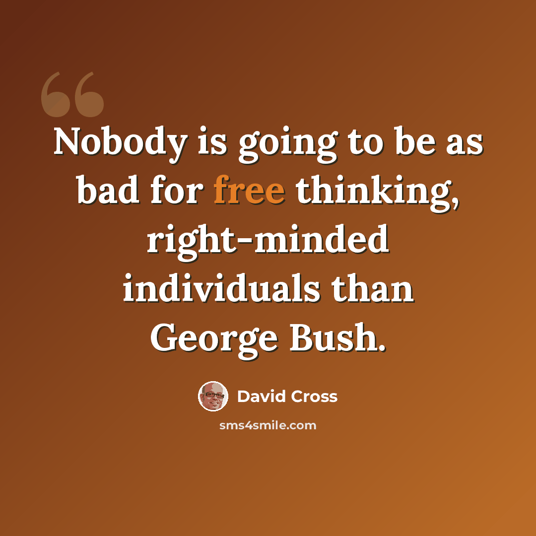 “Nobody is going to be as bad for free thinking, right-minded individuals than George Bush.” quote by David Cross