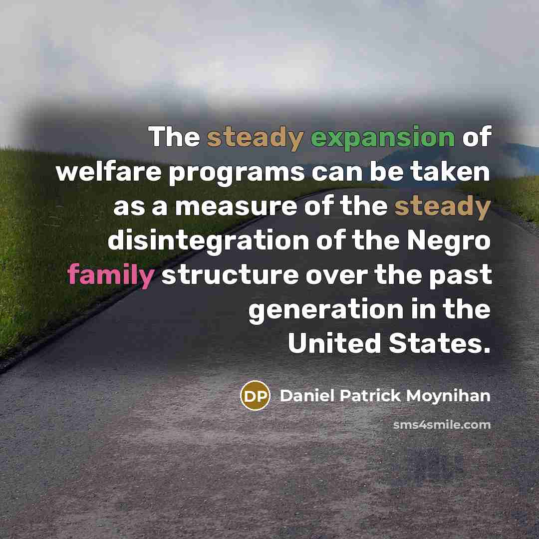 “The steady expansion of welfare programs can be taken as a measure of the steady disintegration of the Negro family structure over the past generation in the United States.” quote by Daniel Patrick Moynihan