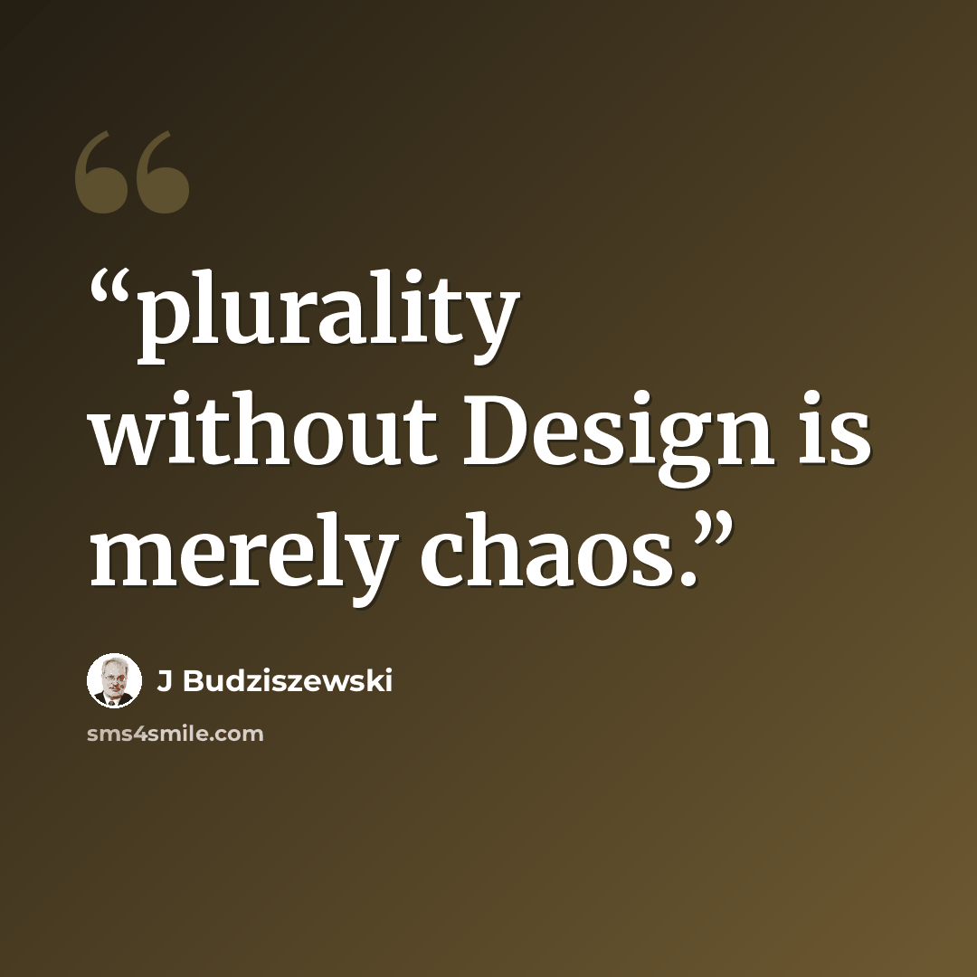 “plurality without Design is merely chaos.” quote by J Budziszewski